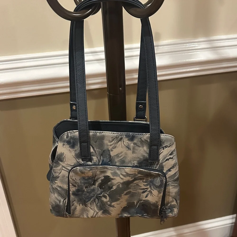 Floral Shoulder Bag in Blue by KOLTOV. - Picture 2 of 9